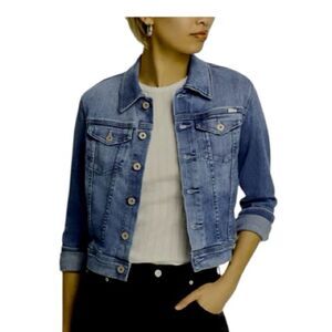 Ag Adriano Goldschmied Blue Denim Jean Soft Stretch Jacket Sz Small